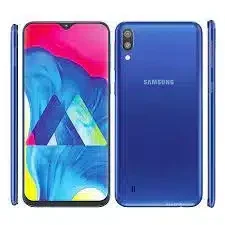 A sleek Samsung Galaxy M10s smartphone with a vibrant display and slim design