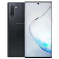 The Samsung Galaxy Note10+ 5G displayed in a sleek, modern setting.