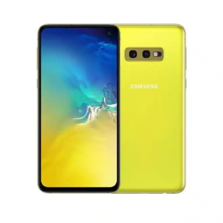 Samsung Galaxy S10e smartphone with vibrant display and sleek design.