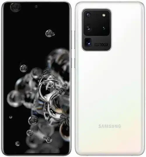 Samsung Galaxy S20 Ultra 5G smartphone featuring its sleek design and powerful camera system, captured in high resolution for detailed viewing.