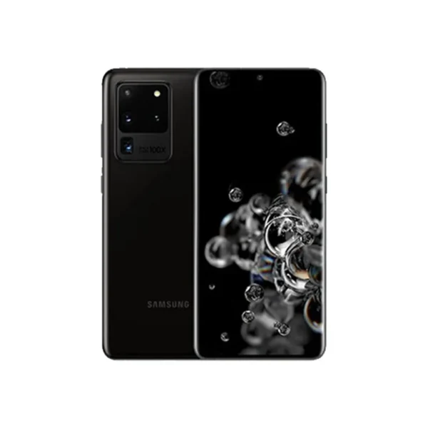 Samsung Galaxy S20 Ultra 5G smartphone featuring its sleek design and powerful camera system, captured in high resolution for detailed viewing.