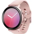 A sleek Samsung Galaxy Watch Active2 Aluminum in pink resting on a wrist.