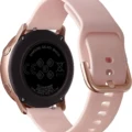 A sleek Samsung Galaxy Watch Active2 Aluminum in pink resting on a wrist.