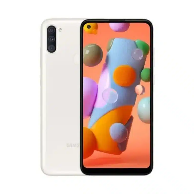 Samsung Galaxy A11 Samsung Galaxy A11 smartphone displaying its sleek design and vibrant display, captured in high resolution for detailed viewing.