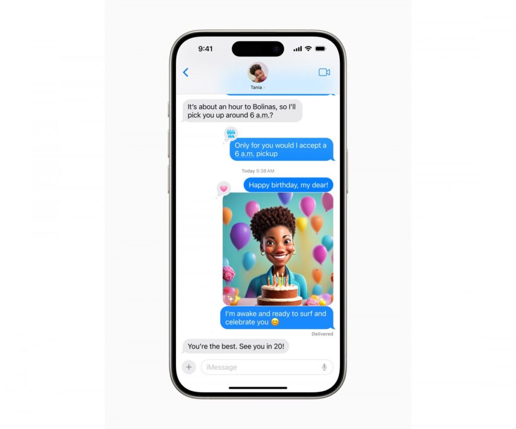 iPhone 15 Pro showcasing iOS 18 features including Home Screen customization, redesigned Photos app, and enhanced Messages functionality.