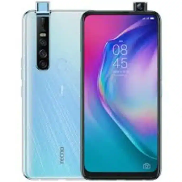 Tecno camon 15 pro Tecno Camon 15 Pro smartphone with a pop-up selfie camera and quad rear cameras, displayed against a clean background