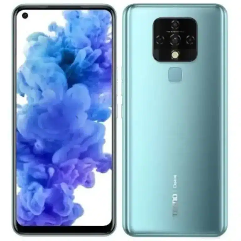 Tecno Camon 16 Premier A Tecno Camon 16 Premier smartphone featuring a large screen with dual front camera cutouts and a sophisticated rear quad-camera setup.