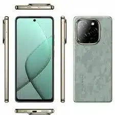Front and back view of the Tecno Spark 20 Pro 5G smartphone, featuring a sleek gradient design, large display with a central punch-hole camera, and a triple-camera setup on the back.