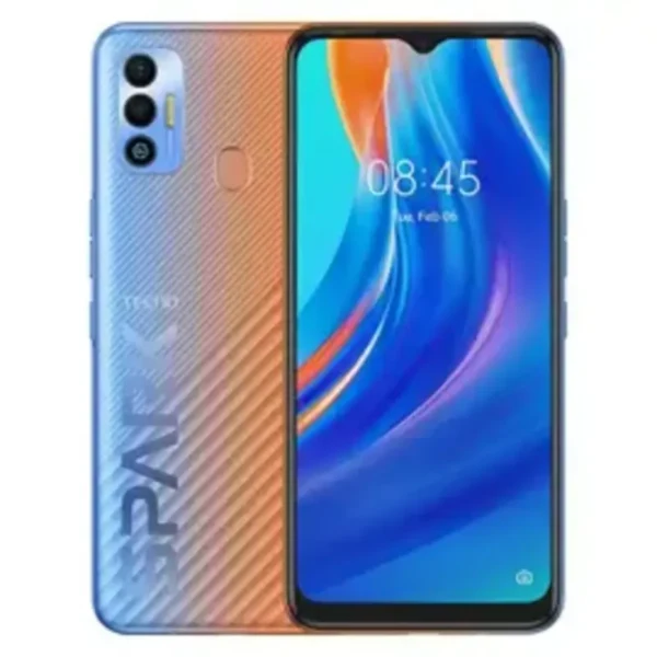 Tecno Spark 7T smartphone with a 6.52-inch display, 48MP AI dual-camera, and 6000mAh battery.