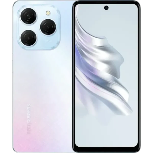 Image of the Tecno Spark 20P smartphone with a sleek design and large display.