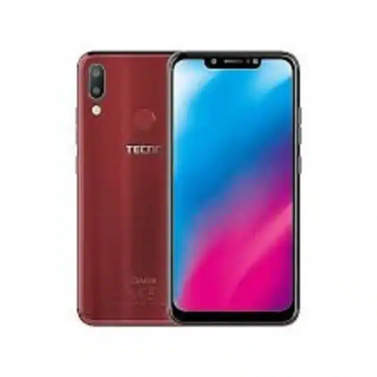 Front and back view of the Tecno Camon 11 smartphone, featuring a sleek design, dual cameras, and a vibrant 6.2-inch display.