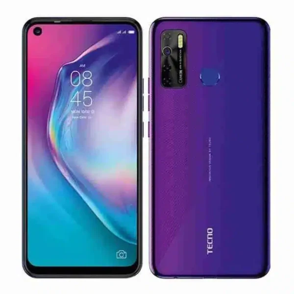 Image of the Tecno Camon 15 smartphone, showcasing its sleek design and 48MP quad-camera setup.