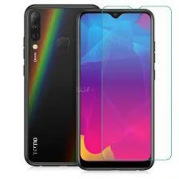 Tecno Camon i4 smartphone with a 6.2-inch HD+ Dot Notch display, triple rear cameras, and a gradient blue design.