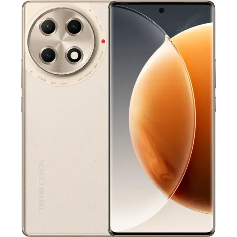 Front and back view of the Tecno Camon 30S Pro smartphone, showcasing its large display and multi-camera setup on the sleek, polished back.