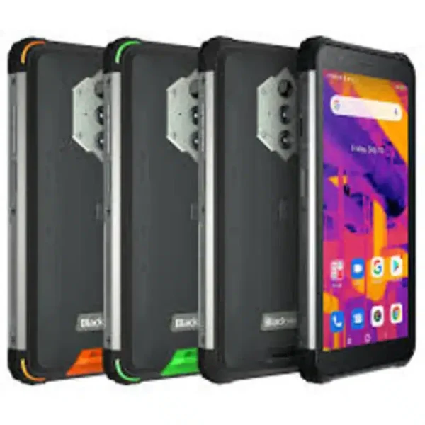 Image of the Blackview BV6600 Pro smartphone, showcasing its rugged build with reinforced corners, a textured back, and a durable display. The phone is designed for water and dust resistance, suitable for outdoor and industrial use.