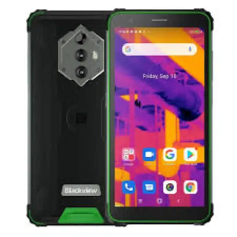 Blackview BV6600 Pro Image of the Blackview BV6600 Pro smartphone, showcasing its rugged build with reinforced corners, a textured back, and a durable display. The phone is designed for water and dust resistance, suitable for outdoor and industrial use.