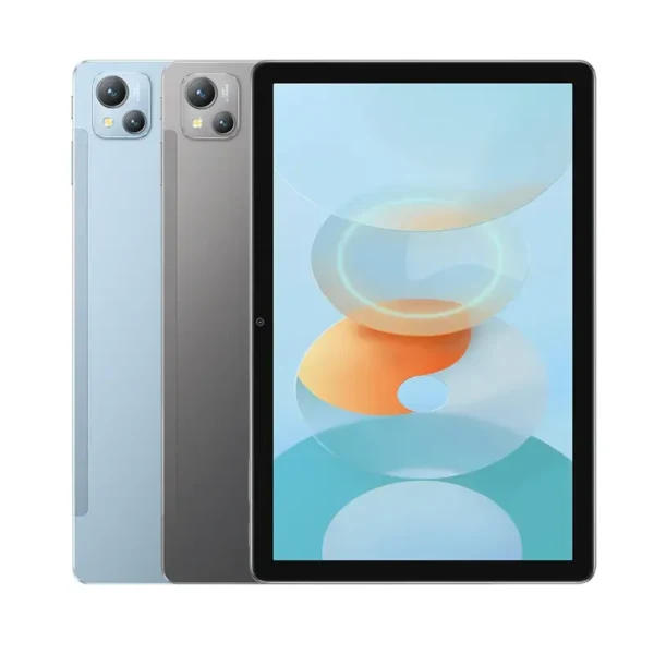 Blackview Tab 13 tablet featuring a 10.1-inch Full HD display, slim design, and dual speakers, positioned against a neutral background.