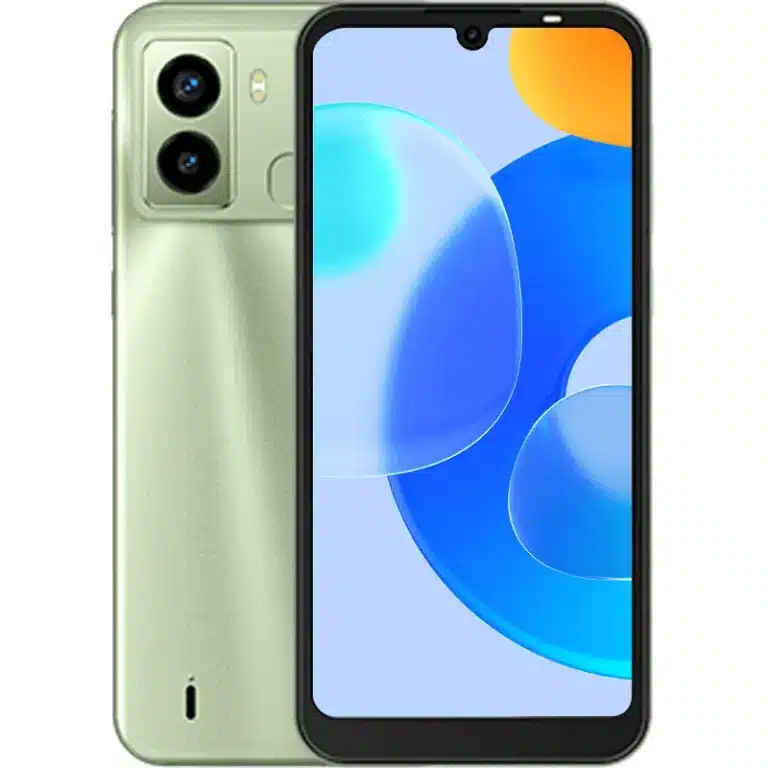 A compact Tecno Pop 6 smartphone with a bright 6.1-inch display, a dual rear camera system, and a durable design, built for reliable everyday performance and long battery life.