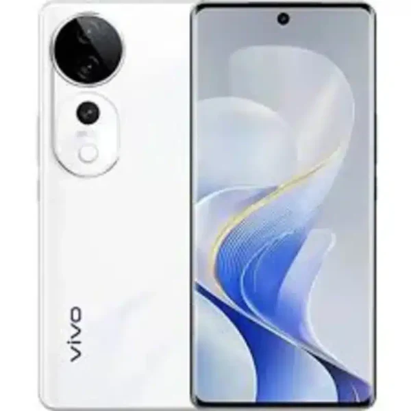 Vivo V40 Pro smartphone displayed with an edge-to-edge screen and a sleek back featuring a multi-camera system.