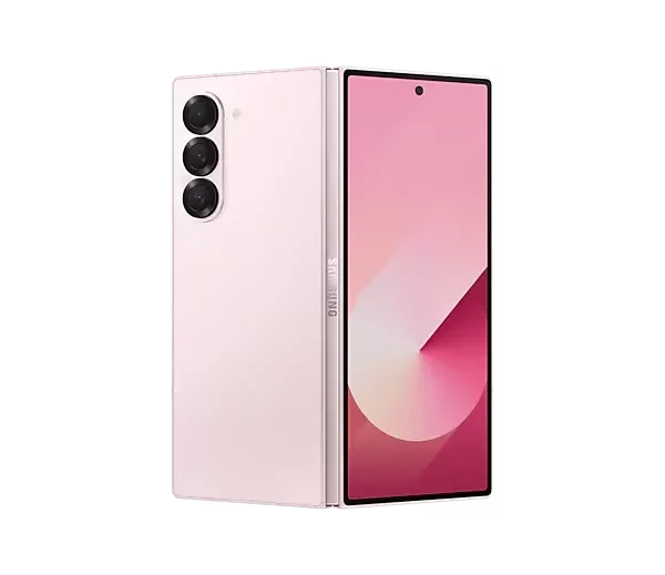 A sleek, folded smartphone with a large, flexible screen.