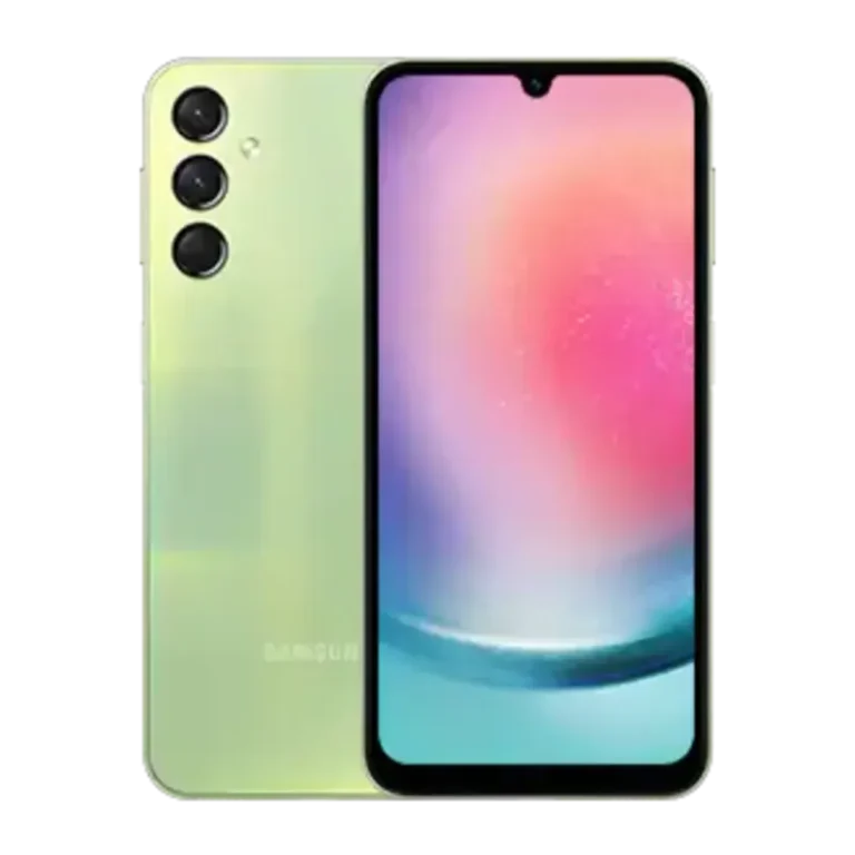 Samsung Galaxy A24 4G smartphone, front view, showcasing the large display and sleek design.