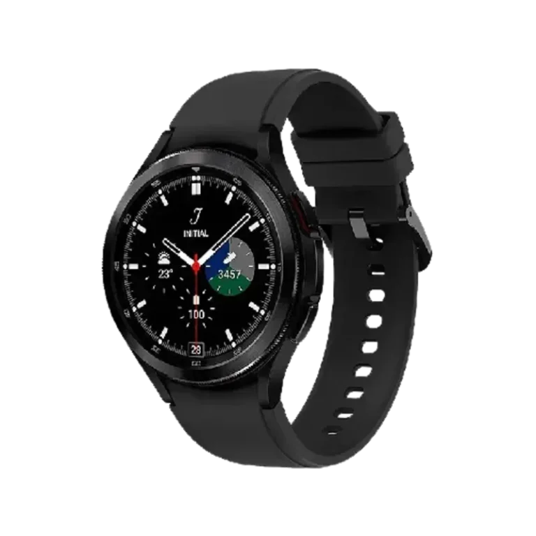 Samsung Galaxy Watch4 Classic Samsung Galaxy Watch4 Classic smartwatch, black, with a rotating bezel and a sleek design.