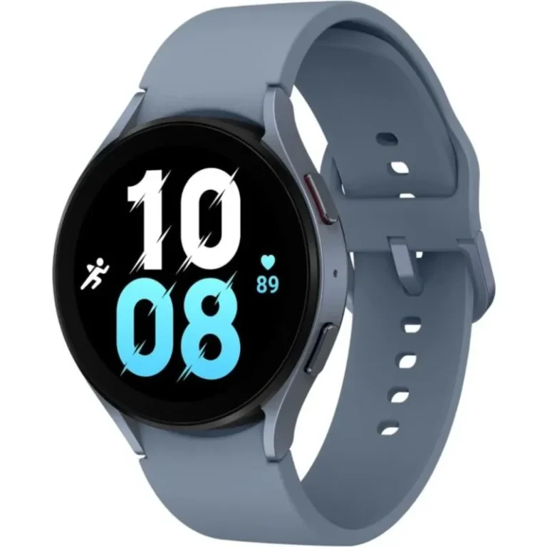 A sleek Samsung Galaxy Watch5 on a wrist, showcasing its stylish design and advanced features.