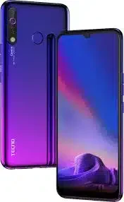 Tecno Camon 12 smartphone with a black finish, showcasing its dual rear cameras and a waterdrop notch display.