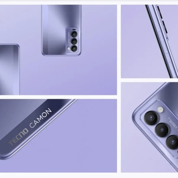 Tecno Camon 18 P smartphone showing off its sleek design and camera system.