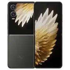 A modern, sleek smartphone folded in half with a glossy finish.