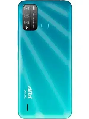 A sleek black Tecno Pop 5X smartphone with a large display.