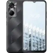 A Tecno Pop 6 Pro smartphone with a black finish, featuring a large display, a fingerprint sensor, and dual rear cameras.