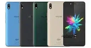 A Tecno Pouvoir 1 smartphone with a large battery, displayed on a black background.