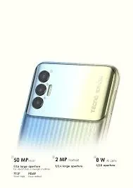 A Tecno Spark 8P smartphone, showcasing its sleek design and vibrant colors.