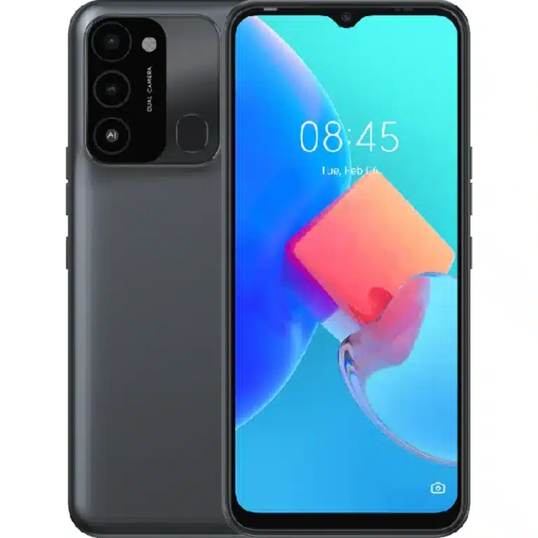 Tecno Spark 8C Tecno Spark 8C smartphone with a large display, dual rear cameras, and a fingerprint sensor.