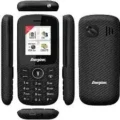 Energizer E130S feature phone, black, with a keypad, small display, and dual SIM card slots.