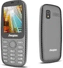 A grey Energizer E24 mobile phone with a small screen and physical buttons