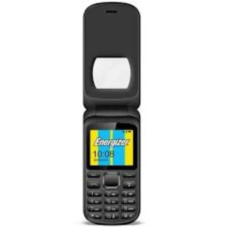 Energizer Energy E220s smartphone, front view, showcasing its small form factor and basic features.