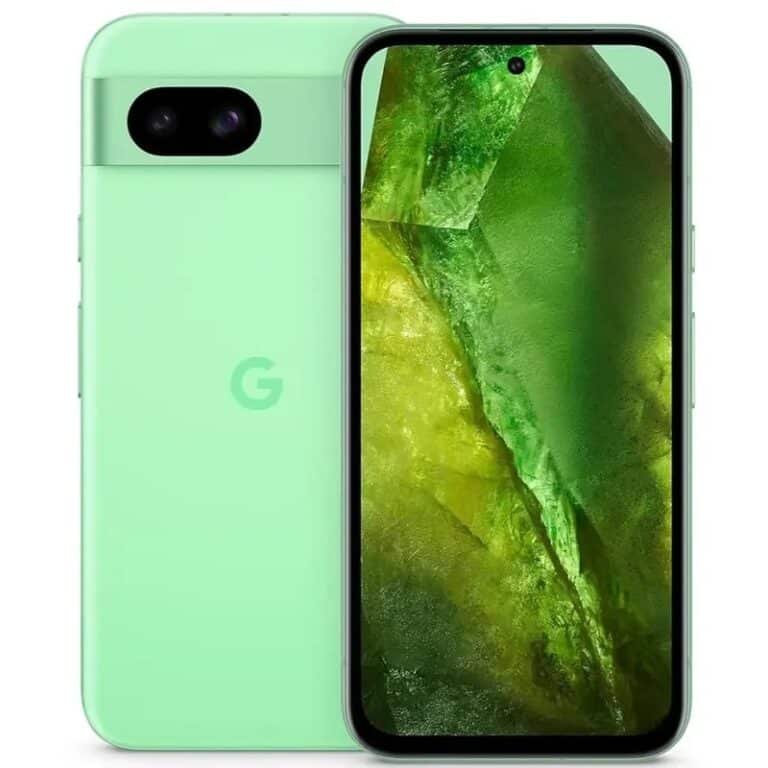 Google Pixel 8a phone, front and back view