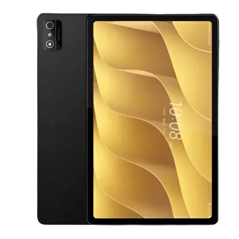 A sleek black HTC A104 tablet, showcasing its large display and slim profile.