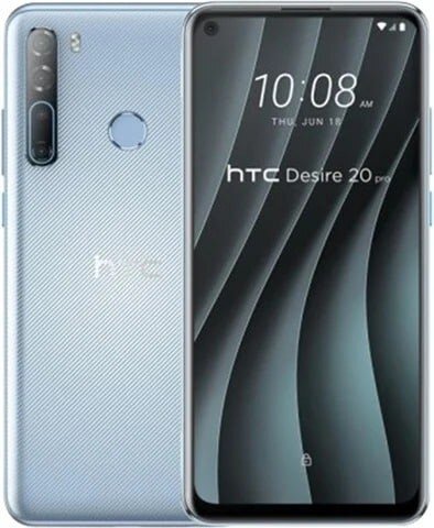 HTC Desire 20 Pro smartphone, sleek design, large display, multiple camera lenses