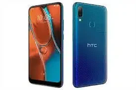 HTC Wildfire E2 smartphone, front view, showcasing its large display and sleek design.