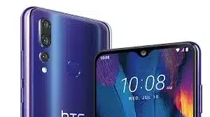 HTC Wildfire X smartphone, showing its sleek design, triple rear cameras, and large display.