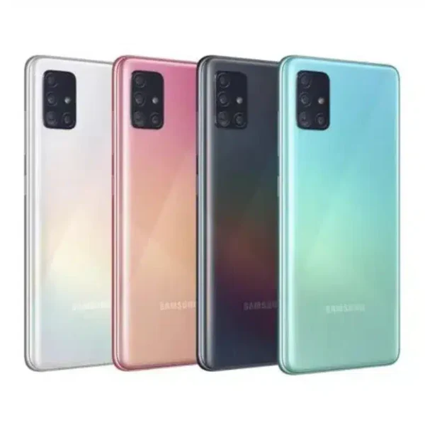 Samsung Galaxy A51 5G UW smartphone, multi color, showcasing the camera and display
