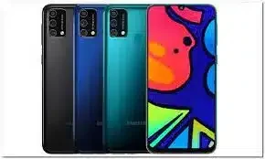 Samsung Galaxy F41 smartphone, black color, front view, showcasing the display and camera setup.