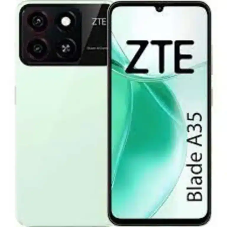 ZTE Blade A35 smartphone held in hand, demonstrating its compact size and lightweight design.