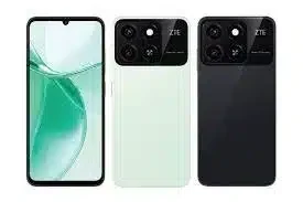 ZTE Blade A35 displayed alongside accessories, including a charger and earbuds.